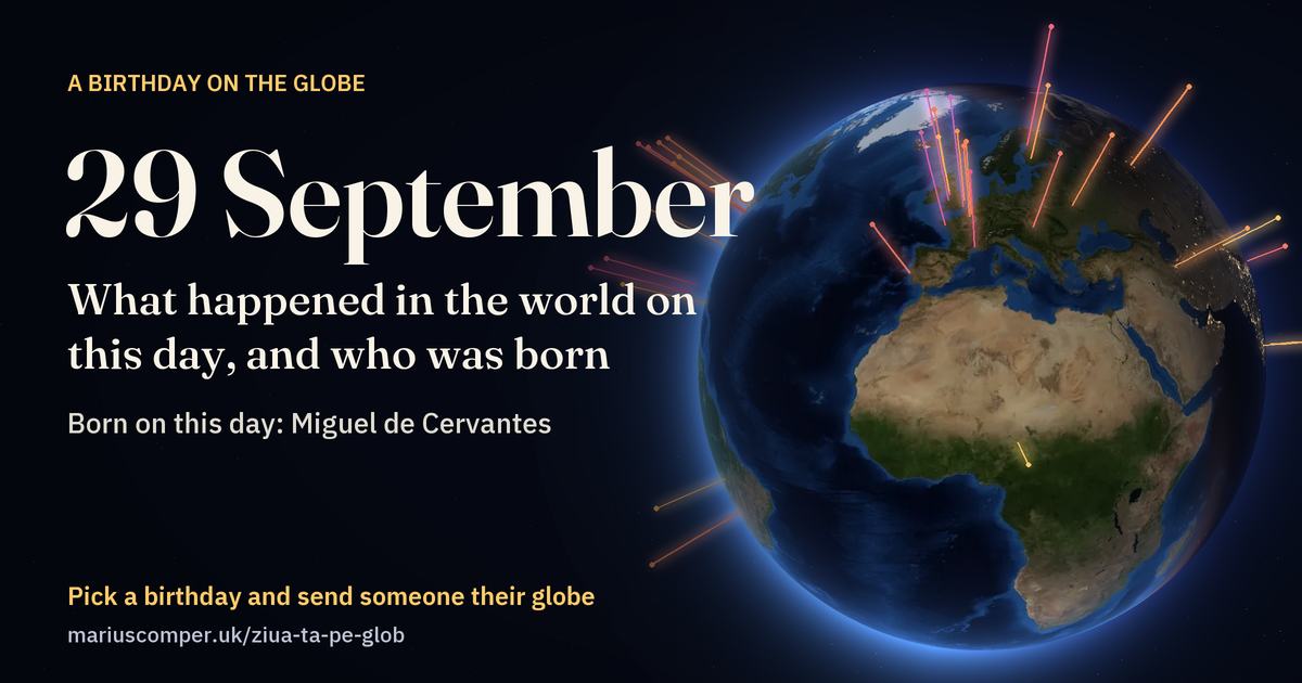 The Earth on 29 September, with the rays of the day’s events