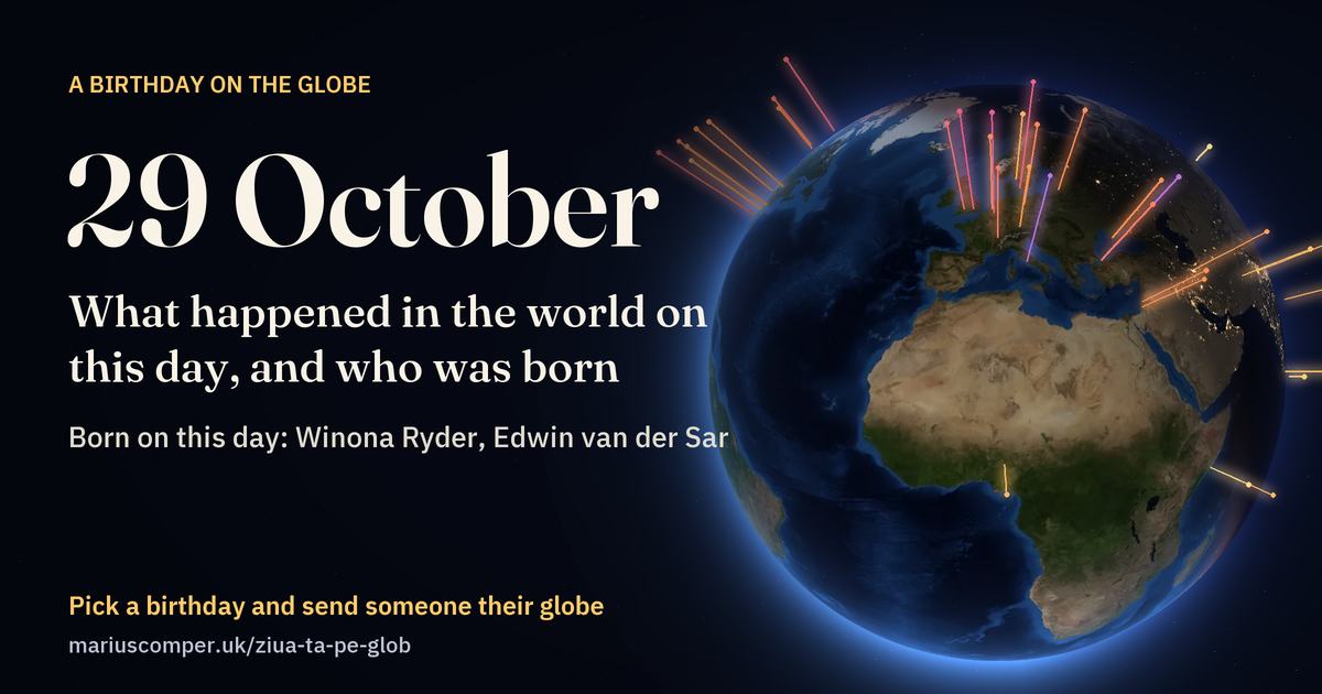 The Earth on 29 October, with the rays of the day’s events