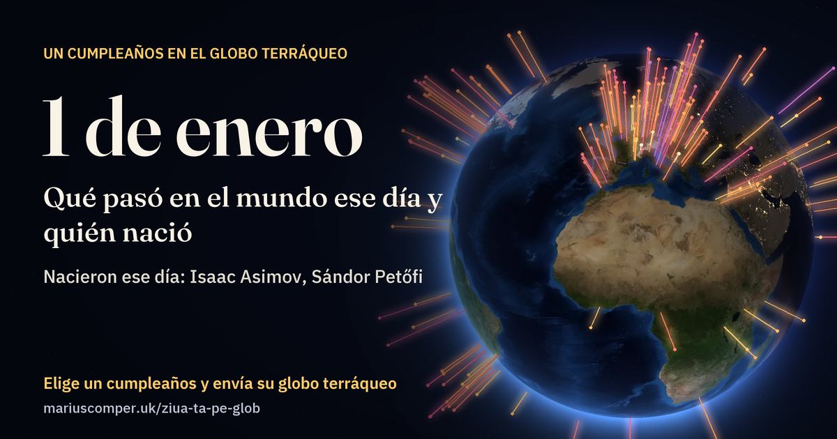 La Tierra el 1 de enero, con los rayos de los acontecimientos del día