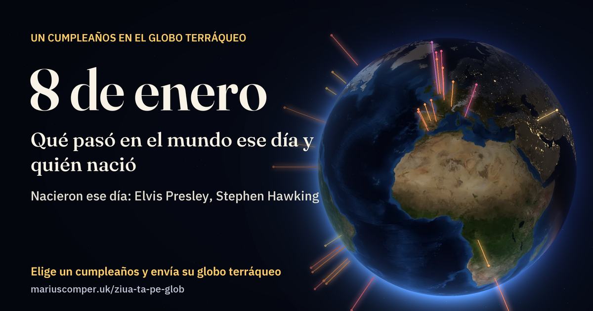 La Tierra el 8 de enero, con los rayos de los acontecimientos del día