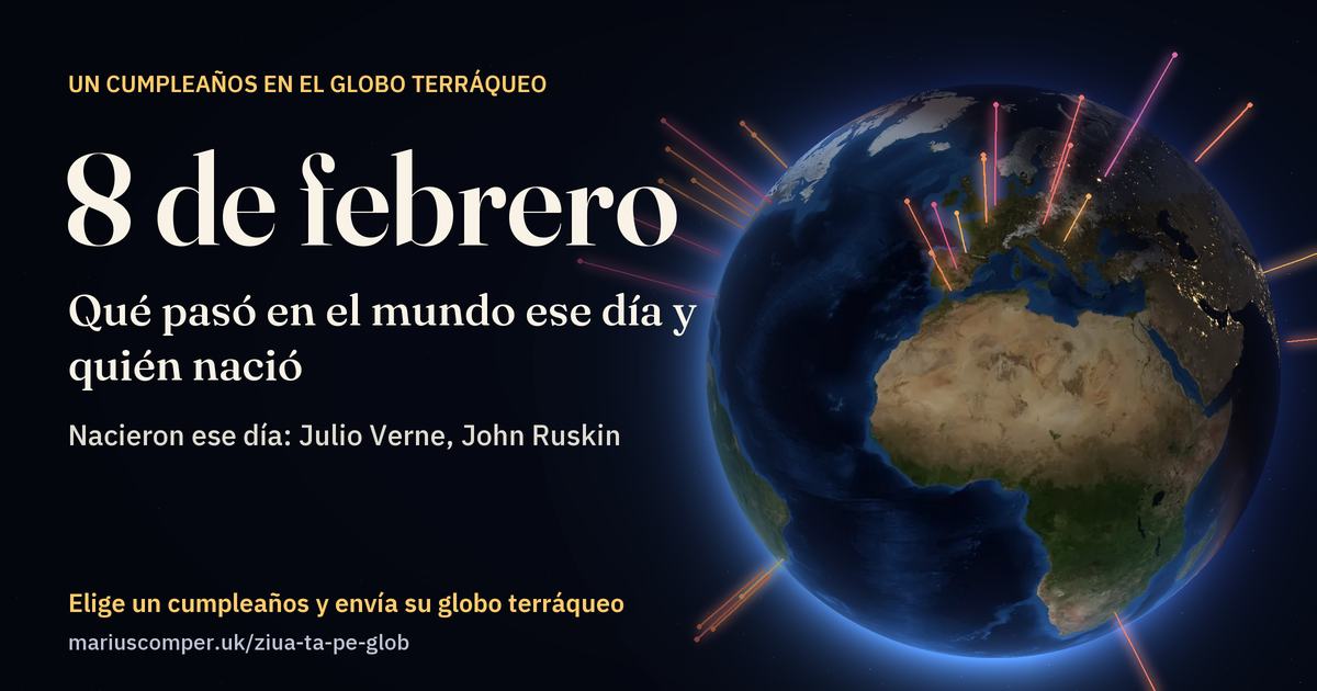 La Tierra el 8 de febrero, con los rayos de los acontecimientos del día