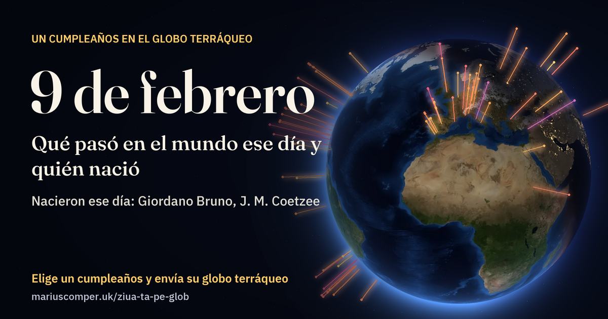 La Tierra el 9 de febrero, con los rayos de los acontecimientos del día
