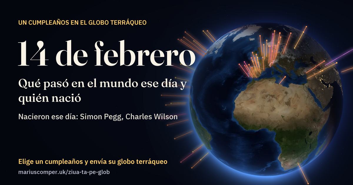 La Tierra el 14 de febrero, con los rayos de los acontecimientos del día