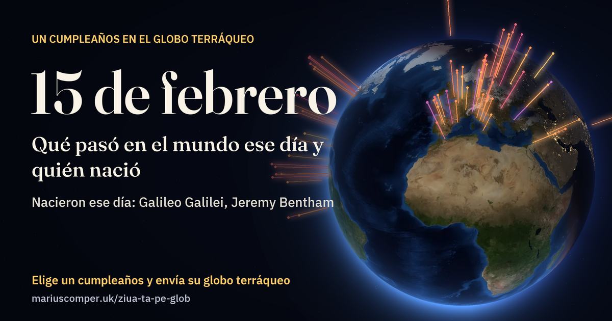 La Tierra el 15 de febrero, con los rayos de los acontecimientos del día