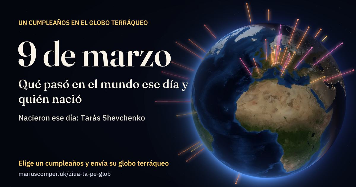 La Tierra el 9 de marzo, con los rayos de los acontecimientos del día