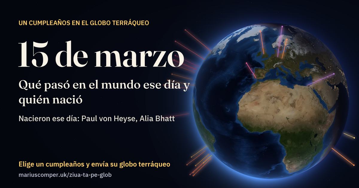 La Tierra el 15 de marzo, con los rayos de los acontecimientos del día