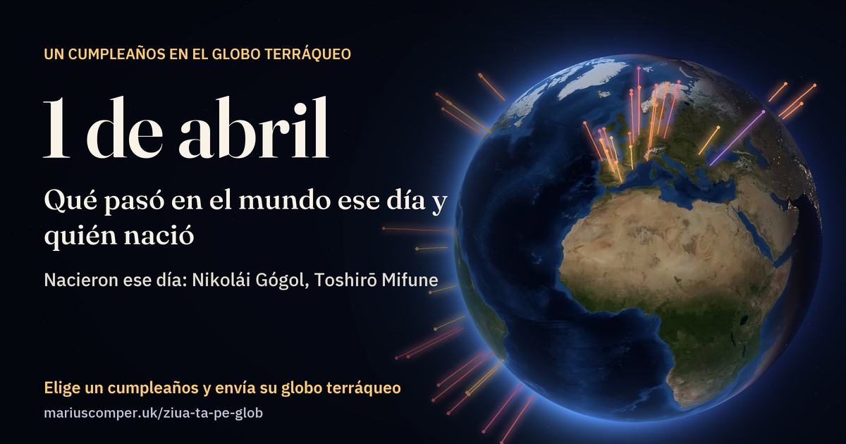 La Tierra el 1 de abril, con los rayos de los acontecimientos del día