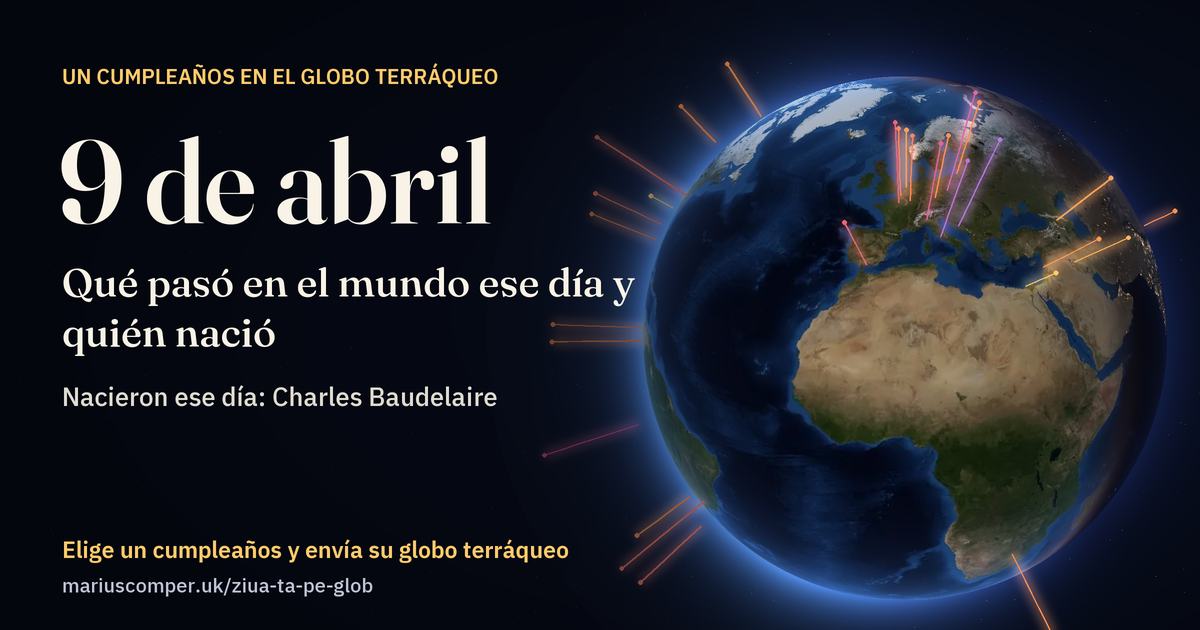 La Tierra el 9 de abril, con los rayos de los acontecimientos del día