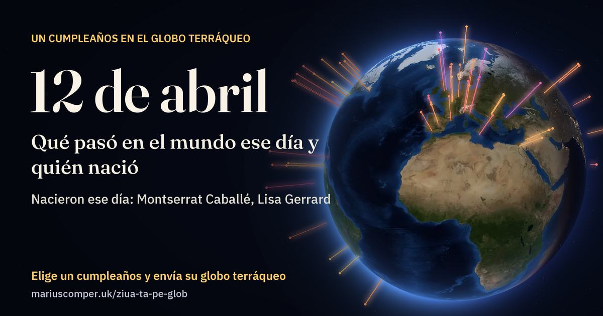 La Tierra el 12 de abril, con los rayos de los acontecimientos del día