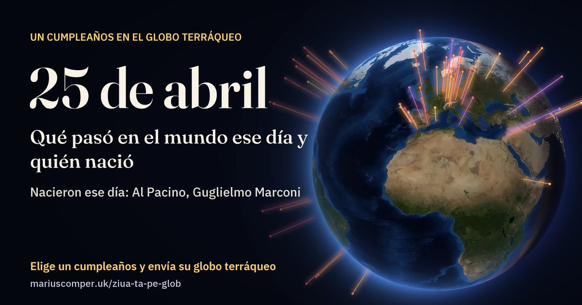 La Tierra el 25 de abril, con los rayos de los acontecimientos del día