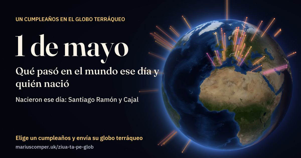 La Tierra el 1 de mayo, con los rayos de los acontecimientos del día