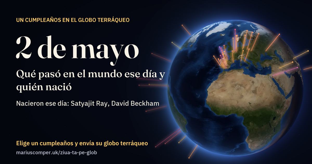 La Tierra el 2 de mayo, con los rayos de los acontecimientos del día