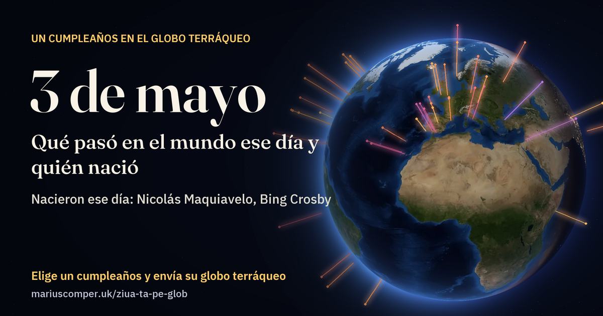 La Tierra el 3 de mayo, con los rayos de los acontecimientos del día