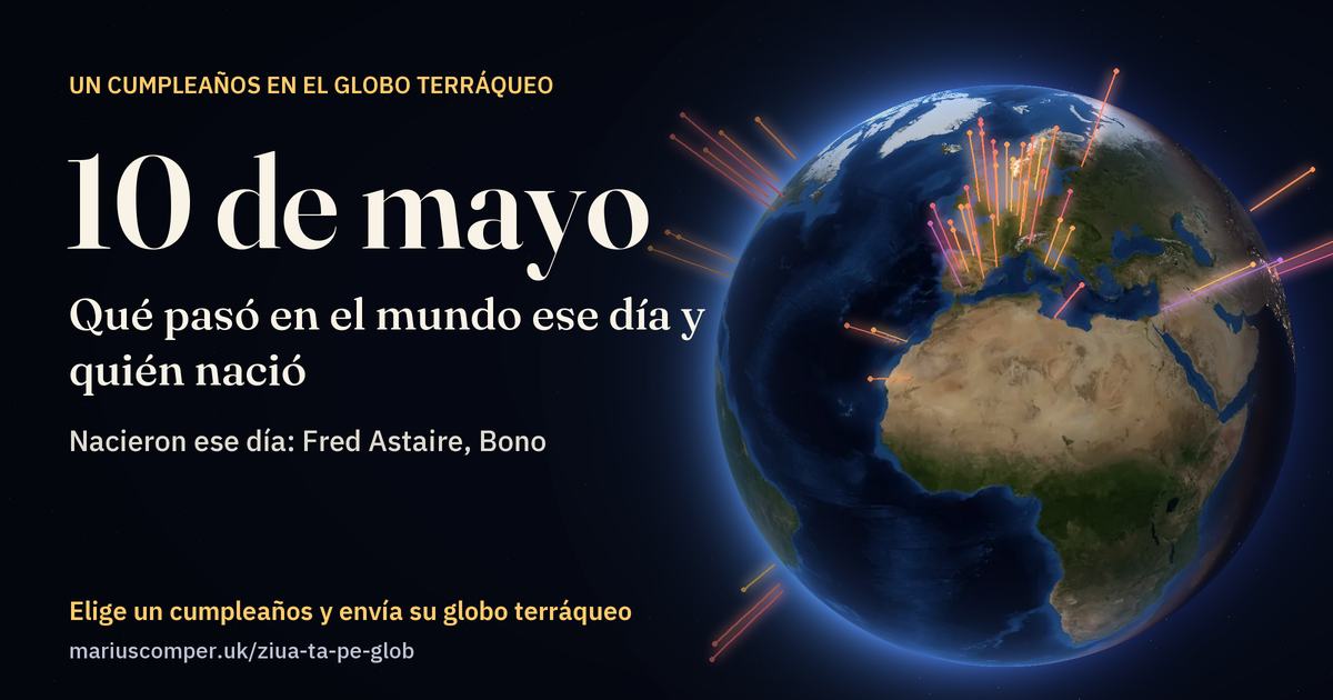La Tierra el 10 de mayo, con los rayos de los acontecimientos del día