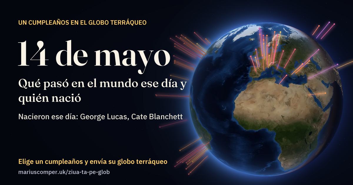 La Tierra el 14 de mayo, con los rayos de los acontecimientos del día