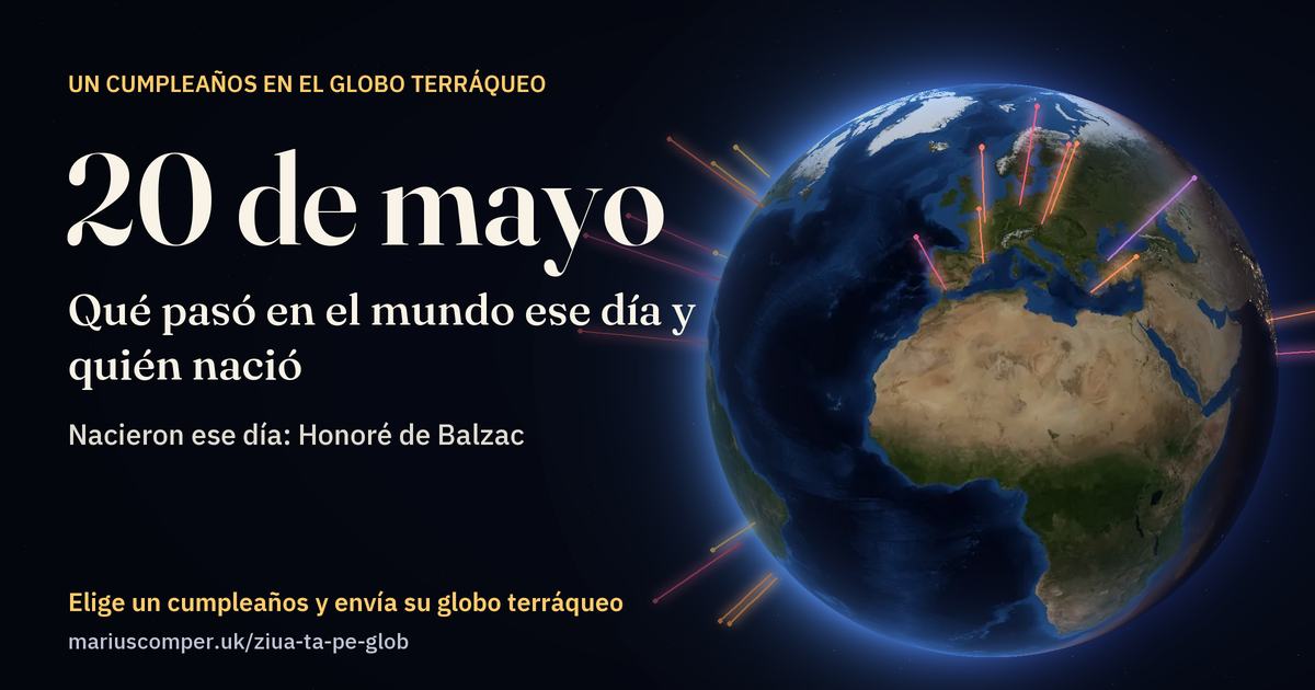 La Tierra el 20 de mayo, con los rayos de los acontecimientos del día