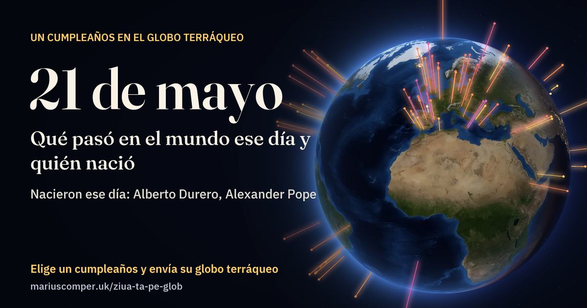 La Tierra el 21 de mayo, con los rayos de los acontecimientos del día