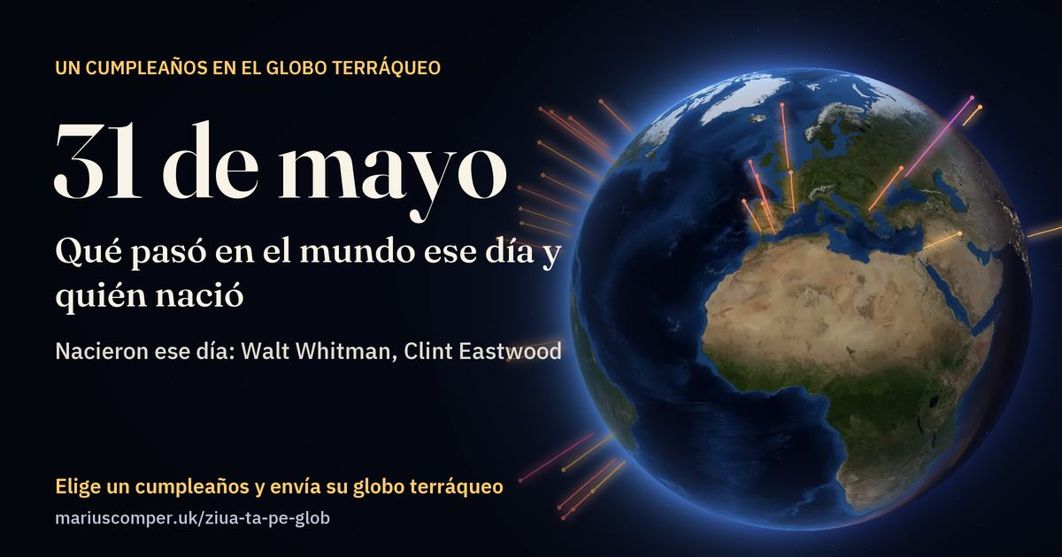 La Tierra el 31 de mayo, con los rayos de los acontecimientos del día