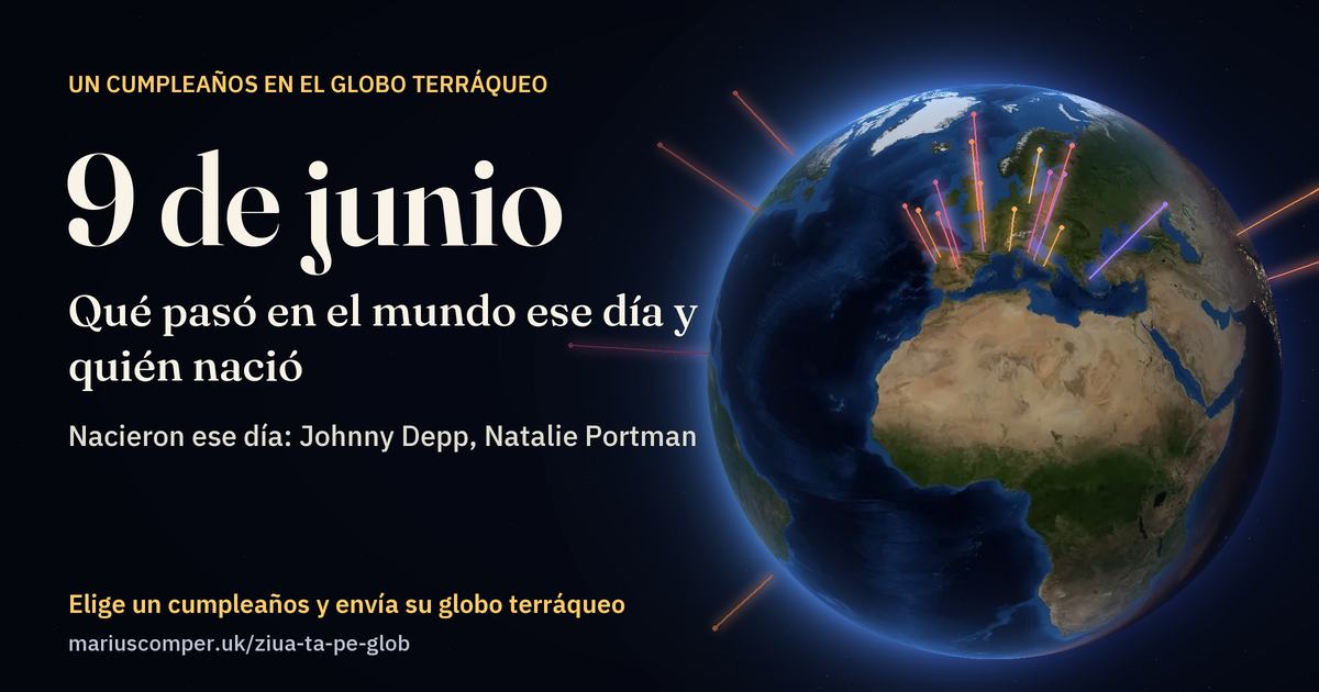 La Tierra el 9 de junio, con los rayos de los acontecimientos del día
