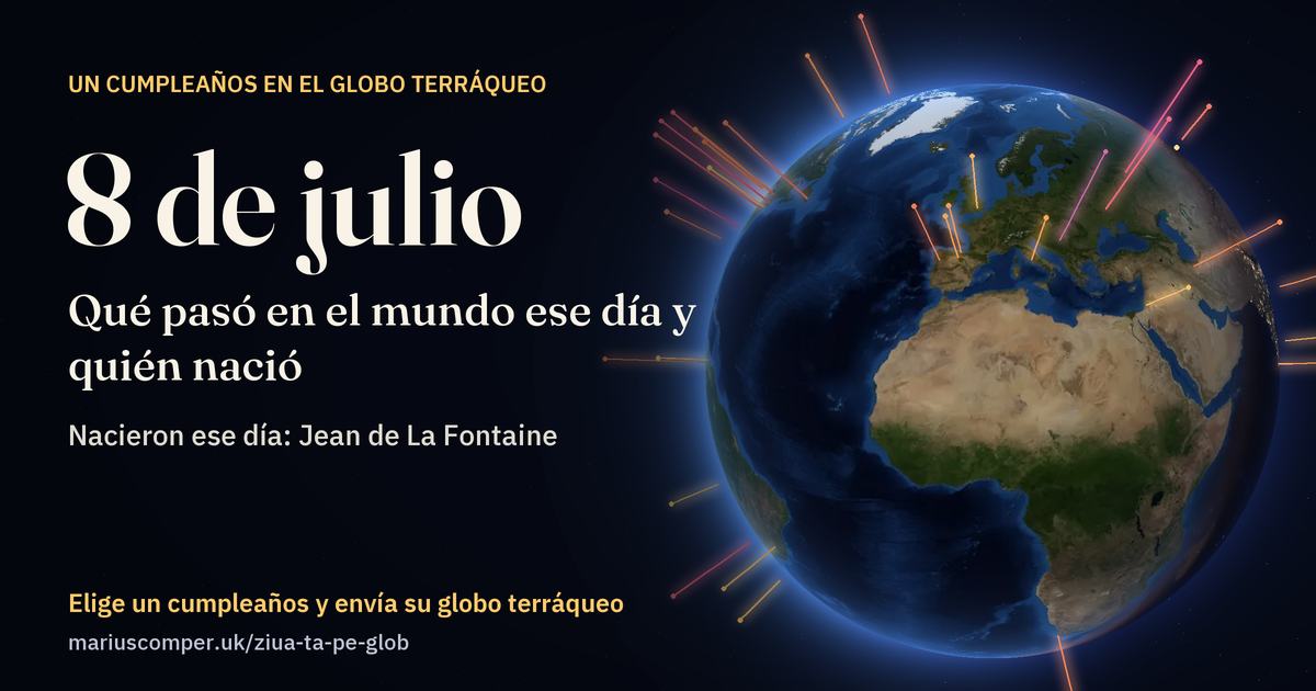 La Tierra el 8 de julio, con los rayos de los acontecimientos del día