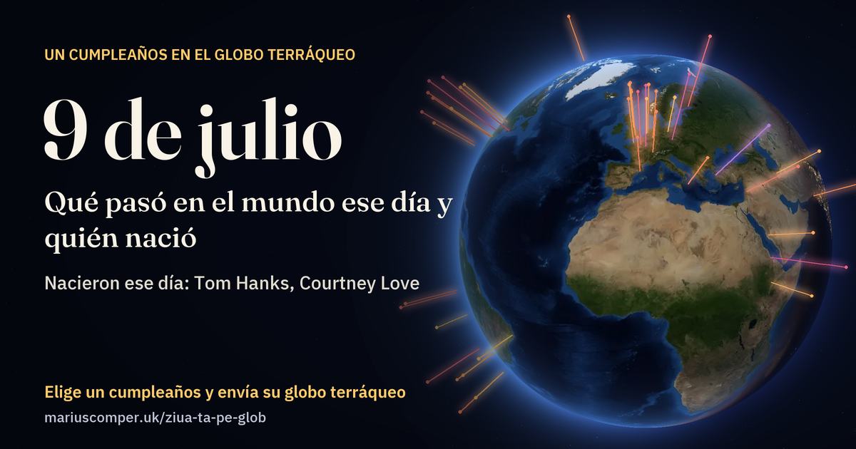 La Tierra el 9 de julio, con los rayos de los acontecimientos del día