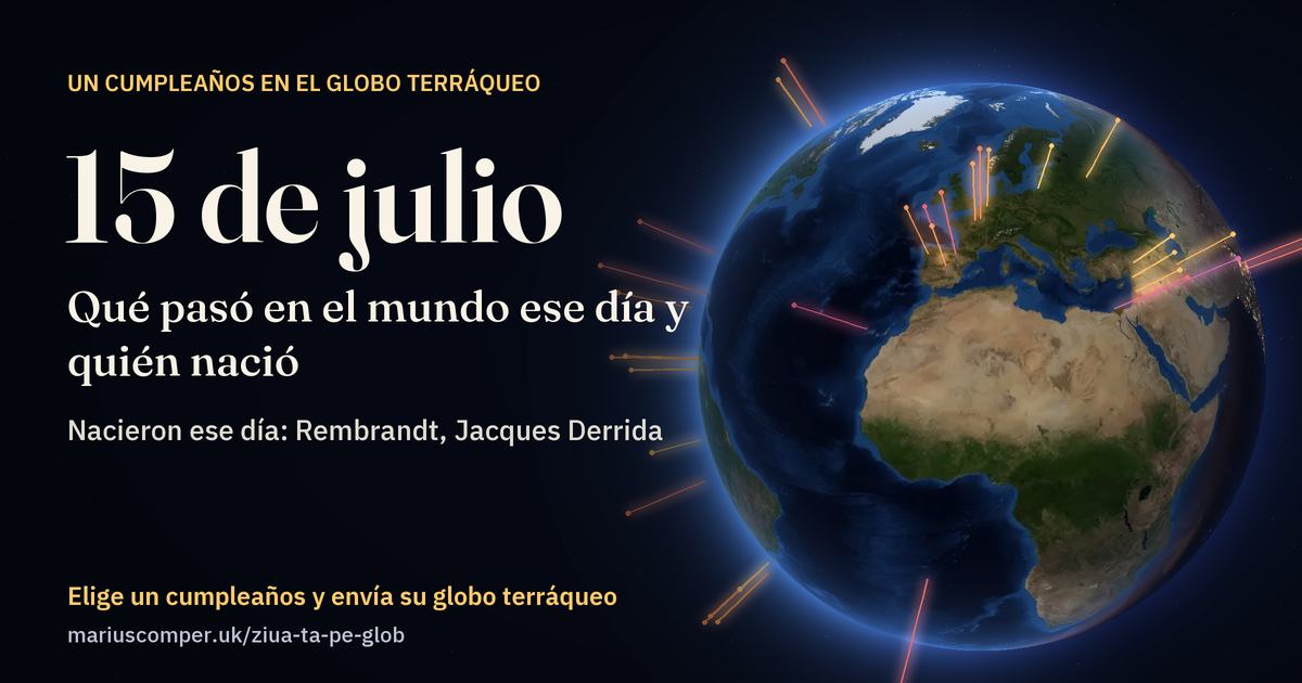 La Tierra el 15 de julio, con los rayos de los acontecimientos del día