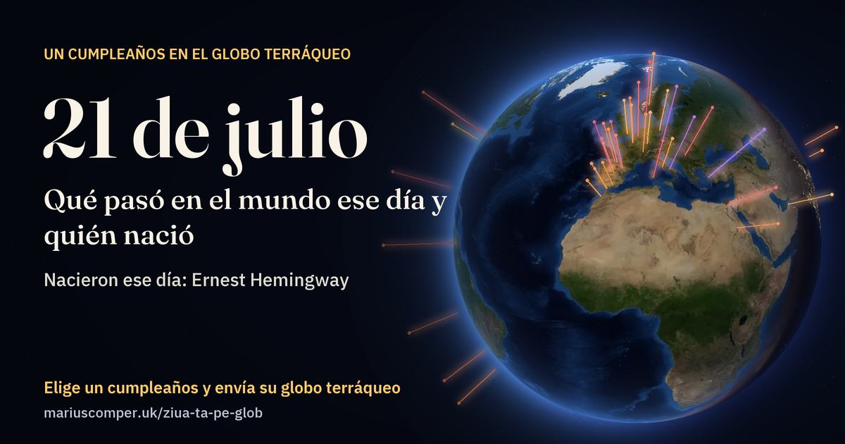 La Tierra el 21 de julio, con los rayos de los acontecimientos del día