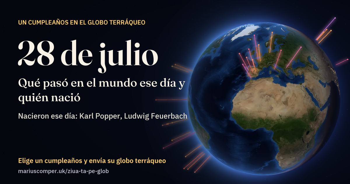 La Tierra el 28 de julio, con los rayos de los acontecimientos del día