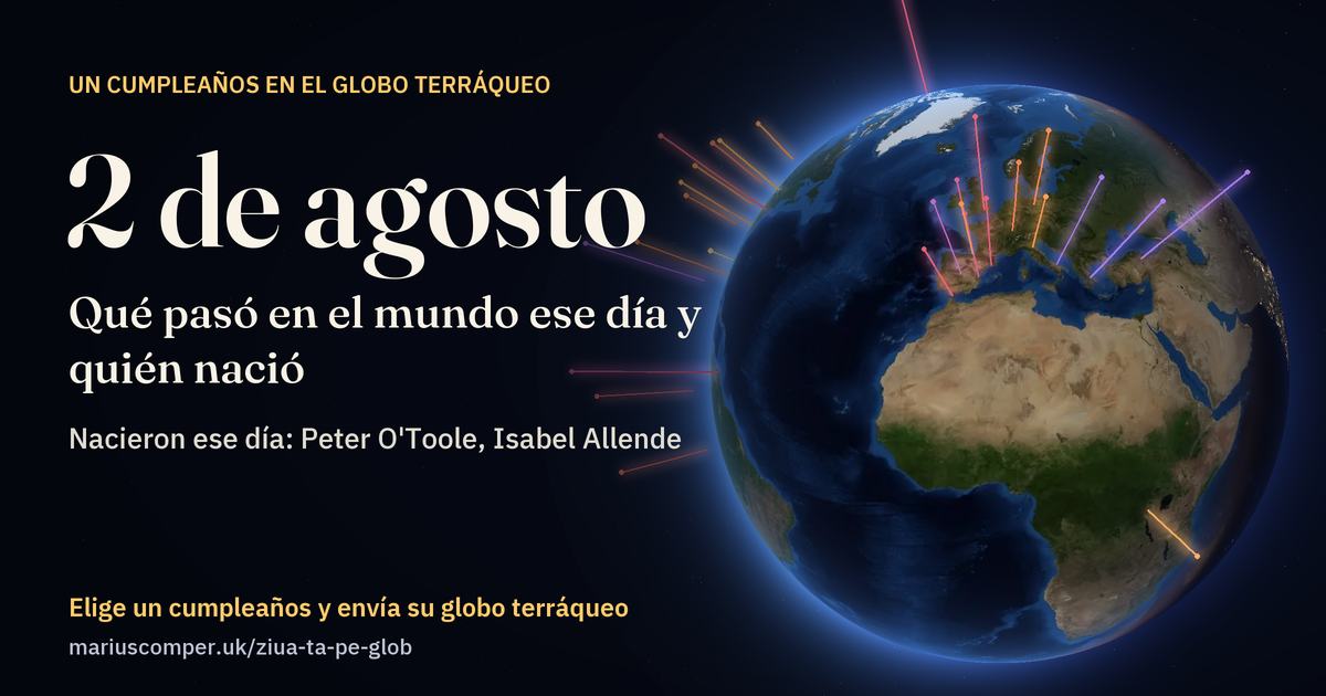 La Tierra el 2 de agosto, con los rayos de los acontecimientos del día