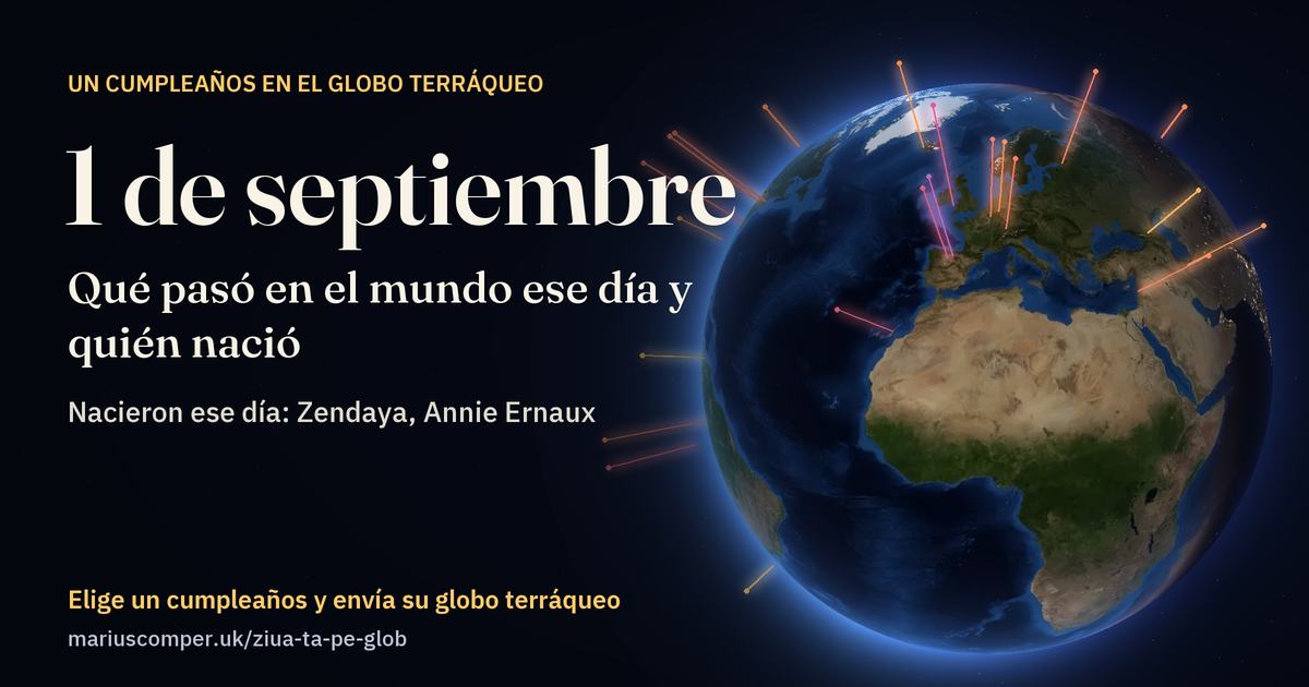 La Tierra el 1 de septiembre, con los rayos de los acontecimientos del día