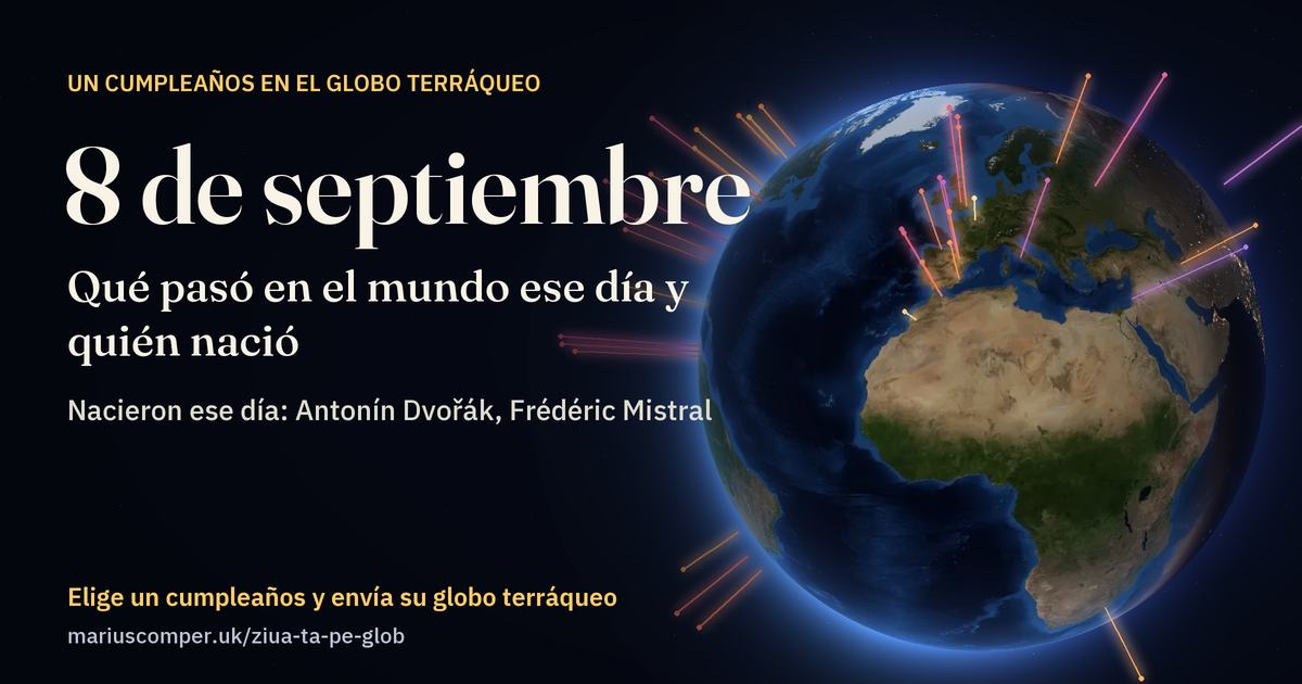 La Tierra el 8 de septiembre, con los rayos de los acontecimientos del día