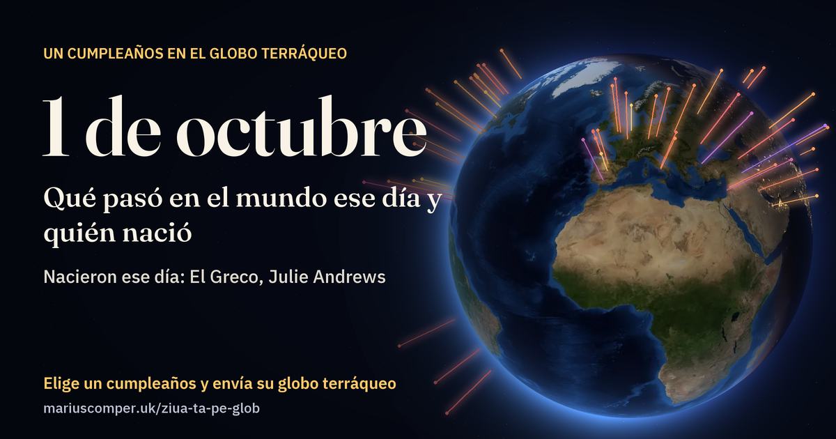 La Tierra el 1 de octubre, con los rayos de los acontecimientos del día