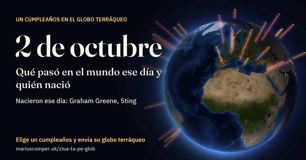 La Tierra el 2 de octubre, con los rayos de los acontecimientos del día