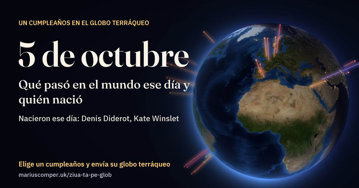 La Tierra el 5 de octubre, con los rayos de los acontecimientos del día