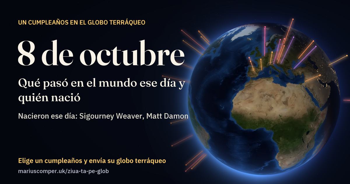 La Tierra el 8 de octubre, con los rayos de los acontecimientos del día