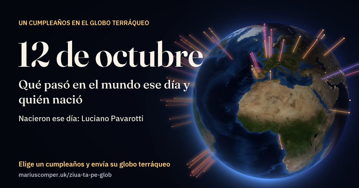 La Tierra el 12 de octubre, con los rayos de los acontecimientos del día