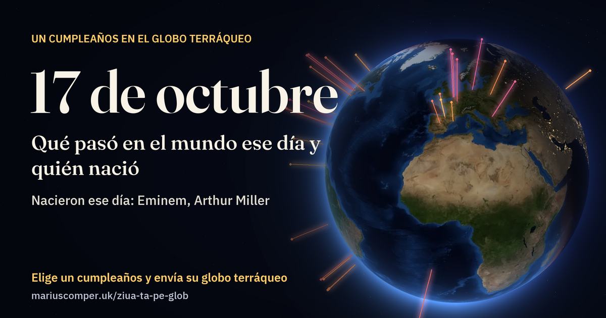 La Tierra el 17 de octubre, con los rayos de los acontecimientos del día