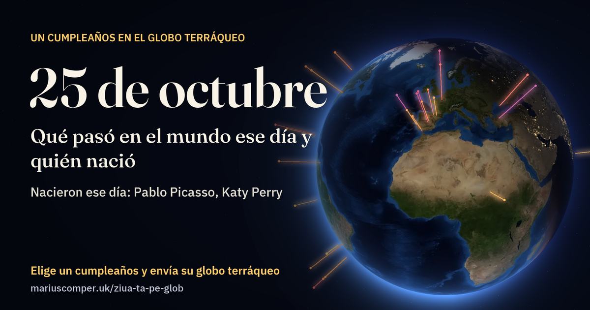 La Tierra el 25 de octubre, con los rayos de los acontecimientos del día