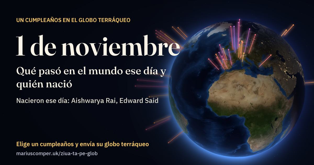 La Tierra el 1 de noviembre, con los rayos de los acontecimientos del día