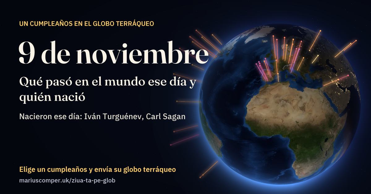 La Tierra el 9 de noviembre, con los rayos de los acontecimientos del día