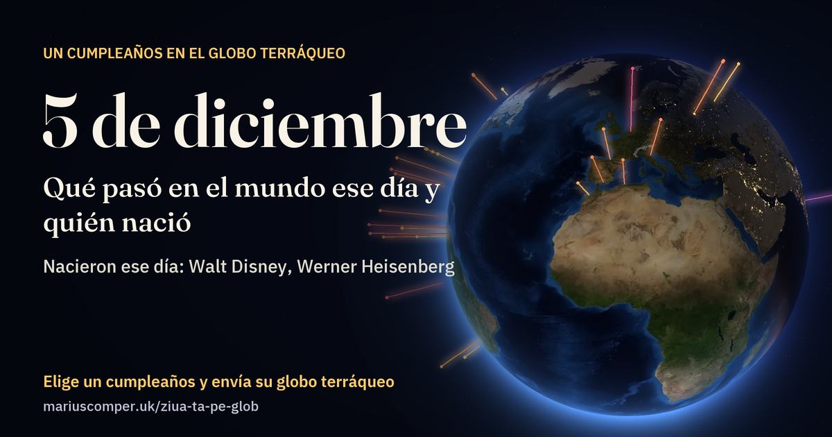 La Tierra el 5 de diciembre, con los rayos de los acontecimientos del día