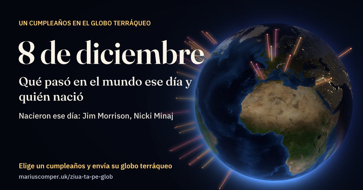 La Tierra el 8 de diciembre, con los rayos de los acontecimientos del día