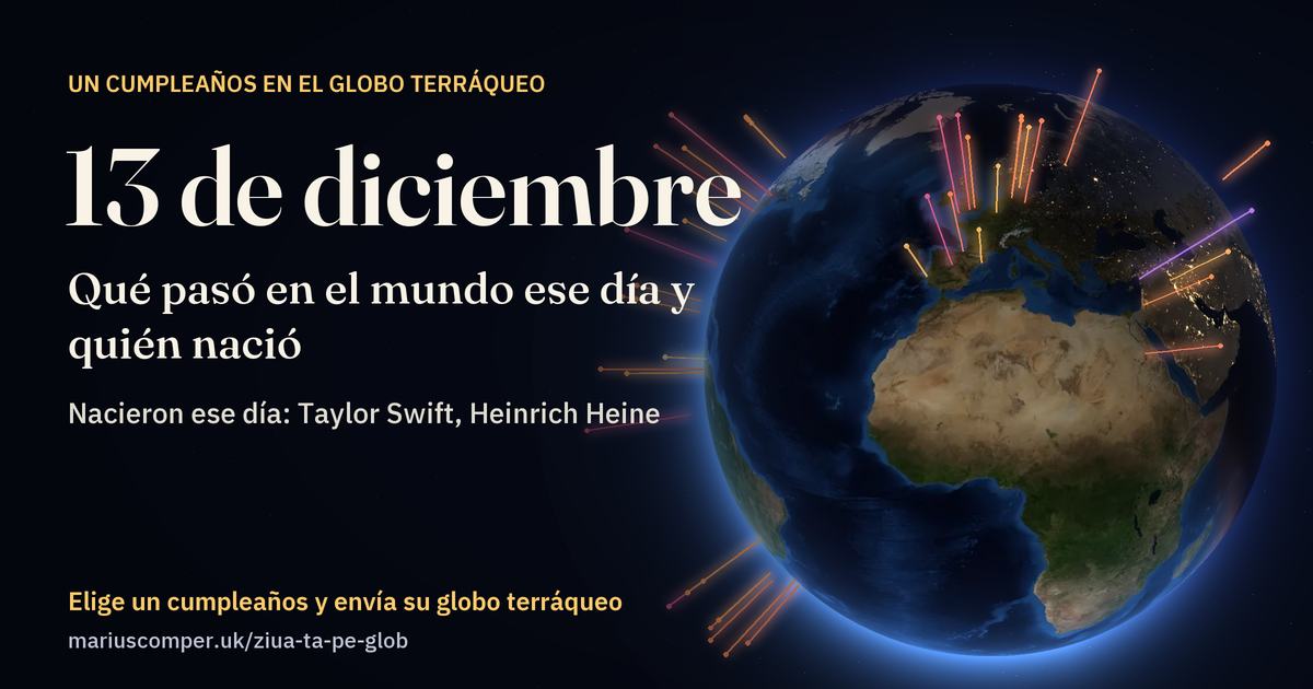 La Tierra el 13 de diciembre, con los rayos de los acontecimientos del día