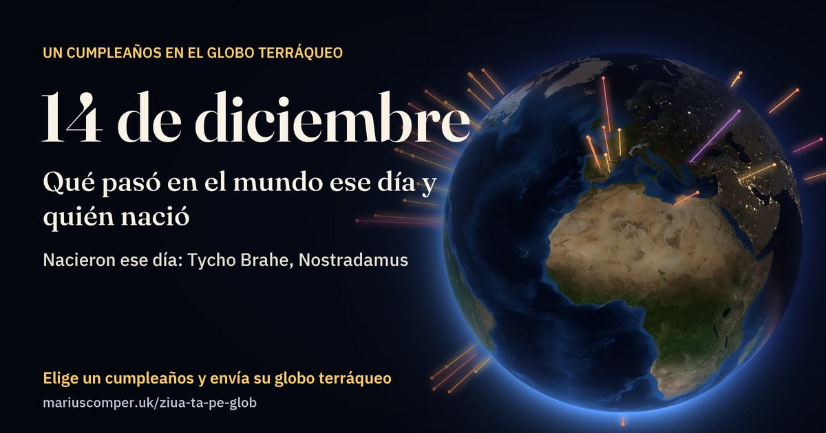 La Tierra el 14 de diciembre, con los rayos de los acontecimientos del día