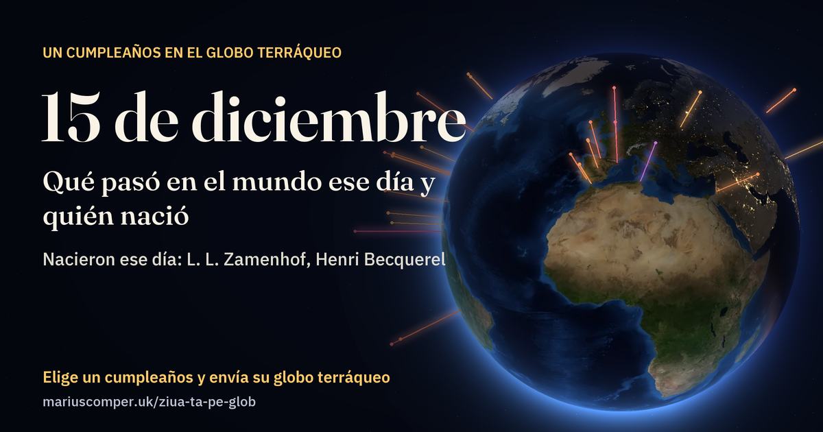 La Tierra el 15 de diciembre, con los rayos de los acontecimientos del día