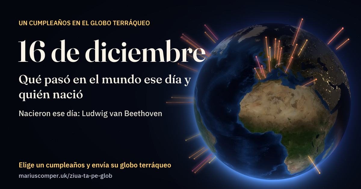 La Tierra el 16 de diciembre, con los rayos de los acontecimientos del día
