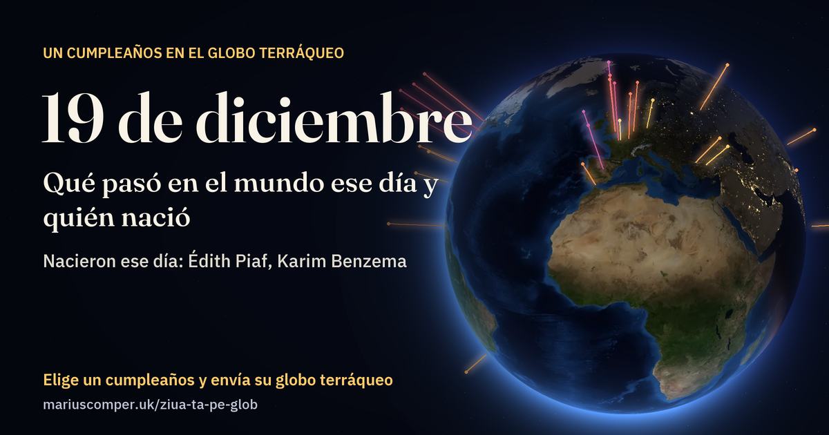 La Tierra el 19 de diciembre, con los rayos de los acontecimientos del día