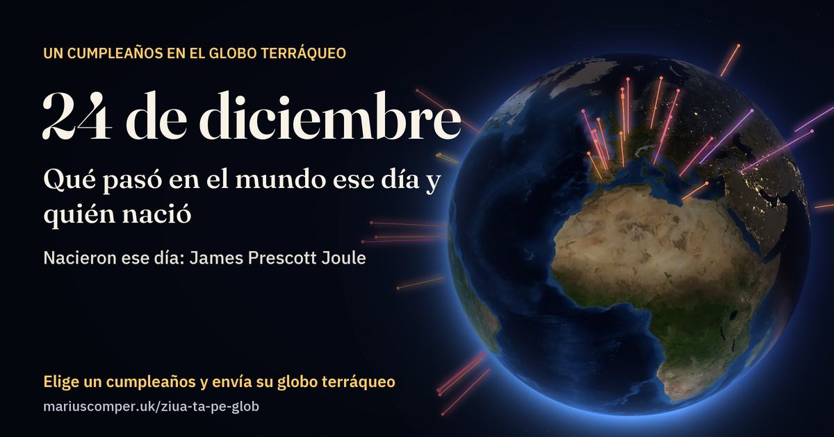 La Tierra el 24 de diciembre, con los rayos de los acontecimientos del día