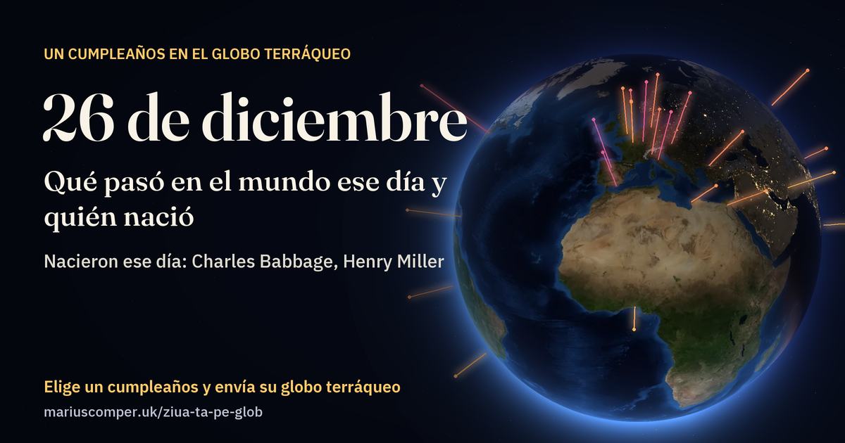 La Tierra el 26 de diciembre, con los rayos de los acontecimientos del día