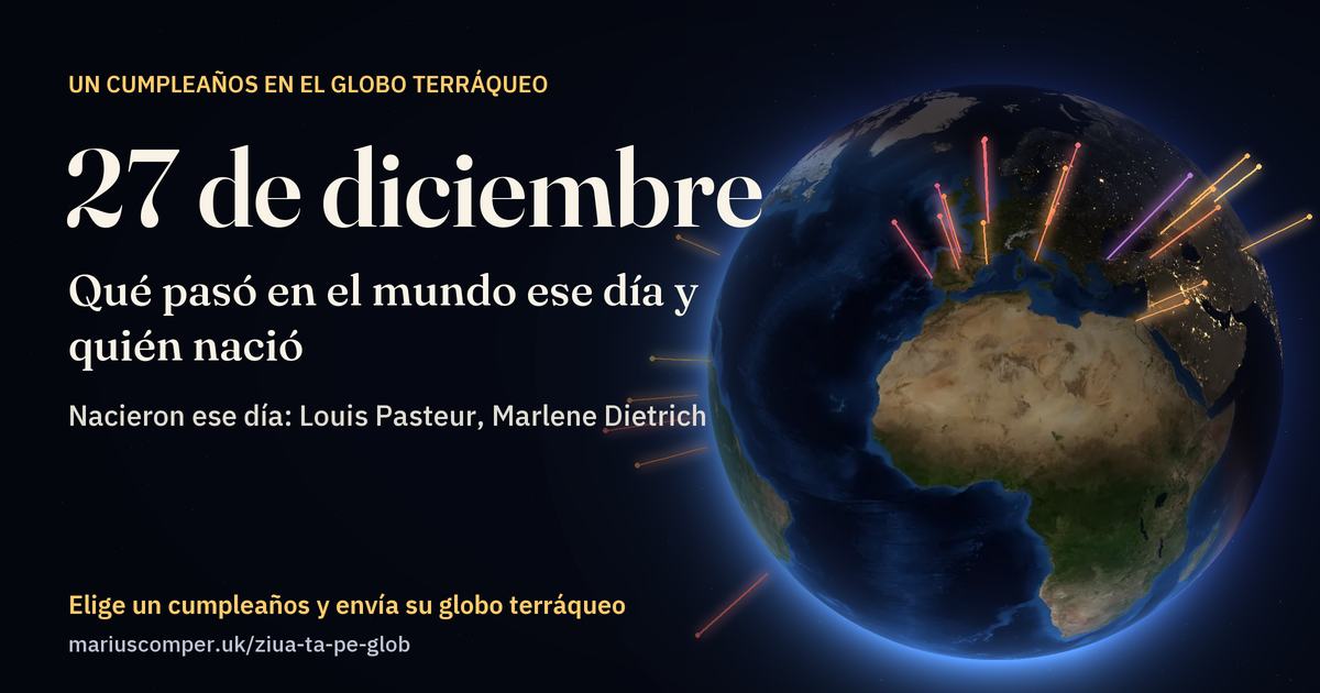 La Tierra el 27 de diciembre, con los rayos de los acontecimientos del día
